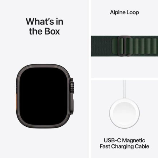 Apple Watch Ultra 2 GPS + Cellular, Dark Green Alpine Loop, 49mm Display, Black Titanium Case (M)