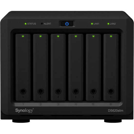 Synology DiskStation DS620slim | 6-Bay 2.5" NAS | Intel Celeron J3355 | 2GB DDR3 | 2×1GbE | USB 3.0