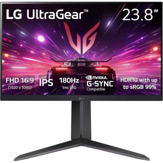 LG 24" (60.96cm) UltraGear™ Full HD IPS gaming monitor | 180Hz, IPS 1ms (GtG), HDR10