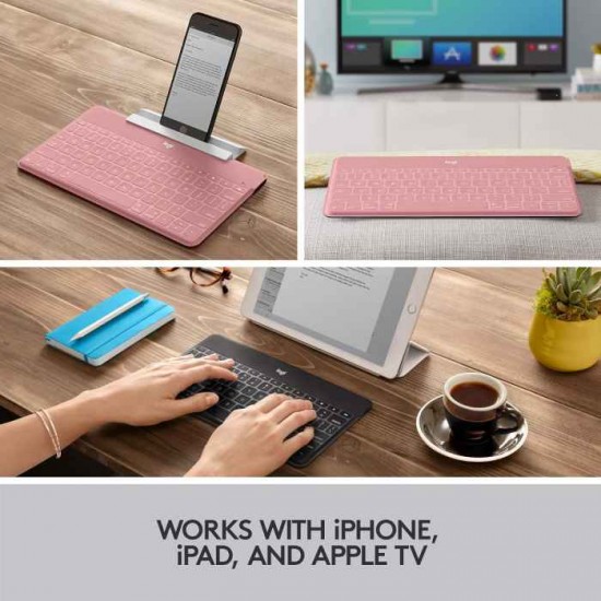 Logitech Keys-to-Go Ultra Portable Bluetooth Keyboard for Ipad (Blush Pink)