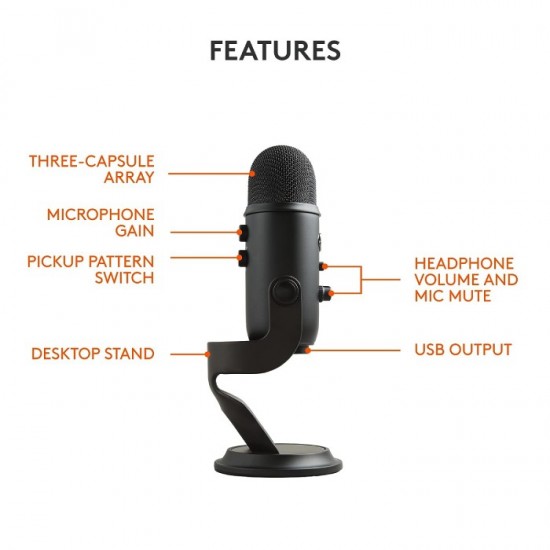 Logitech Blue Yeti Microphone USB Black