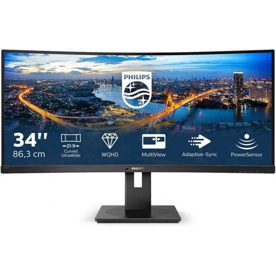 Philips 34 Inch Curved Monitor  Part No:  346B1C (USB-C) 