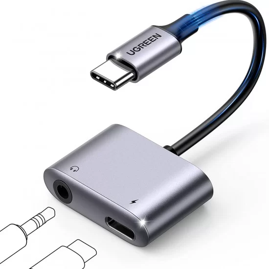 UGreen USB C To 3.5mm Headphone Jack Adapter New Audio Charger Adapter DAC Type C Aux Earphone Splitter