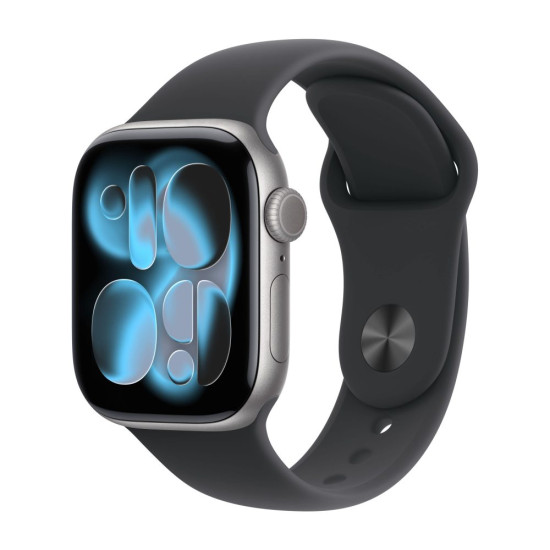 Apple Watch Series 11 (2025) GPS Smartwatch – S10 / 42mm Always-On Retina OLED / 64GB / watchOS / Space Gray Aluminum / Black Sport Band S/M – [MEQW4LW/A]
