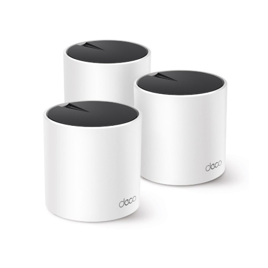 TP-Link Deco X55 AX3000 Wi‑Fi 6 Mesh System (3-Pack) – Dual-Band 2402 Mbps + 574 Mbps / 3× Gigabit Ports / White – [Deco X55(3-pack)]