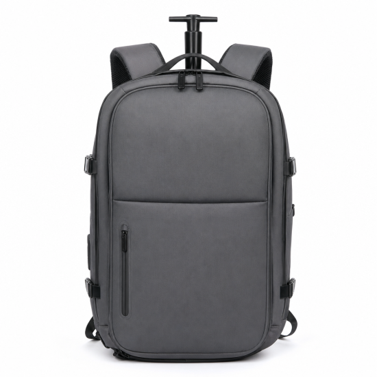 Genuine Vacuum Laptop Backpack with Pump – Fits Up to 17-inch Laptops / Water-Resistant / Expandable / Digital Lock / 1200mAh Battery / Grey – [GN-B240611GR]